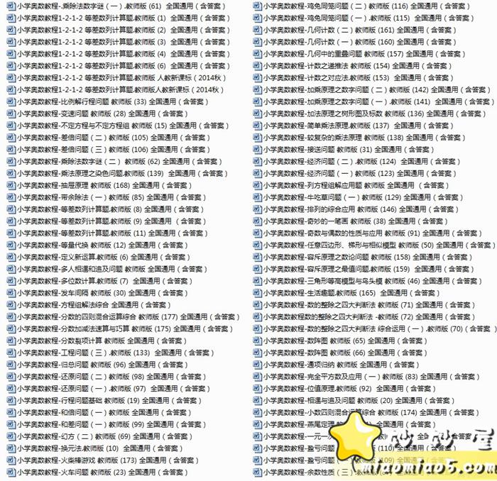 【小学奥数教程例题精讲精析大全】180套word版，可打印图片 No.1
